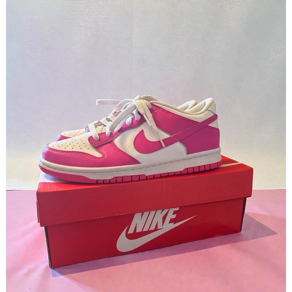 Nike Dunk Low White/Laser Fushsia 7Y